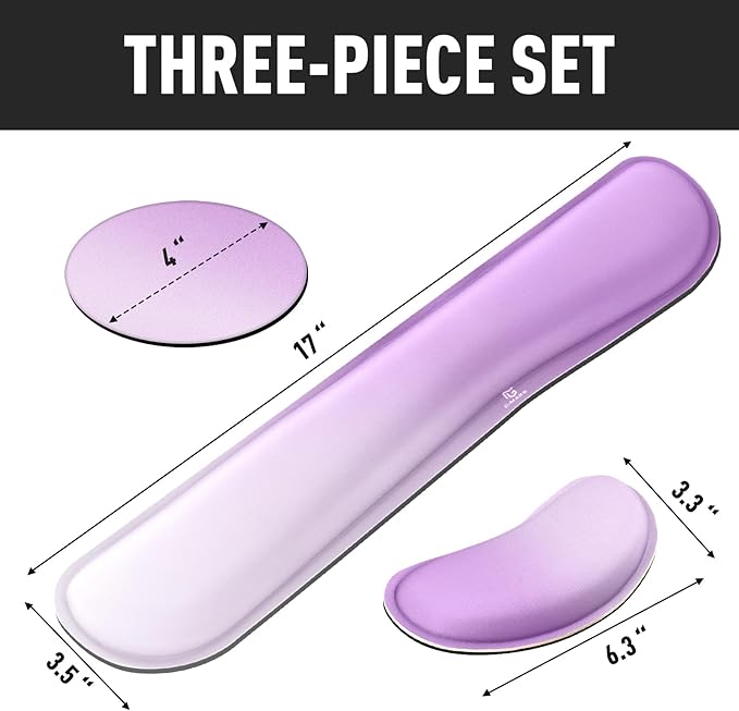 Gimars Upgrade Enlarge Silky Gel Memory Foam Keyboard Wrist Rest, Wrist Rest for Computer Keyboard, Ergonomic Mouse pad Rests for Typing, Wrist Support for Office, Gaming, Purple Gradient