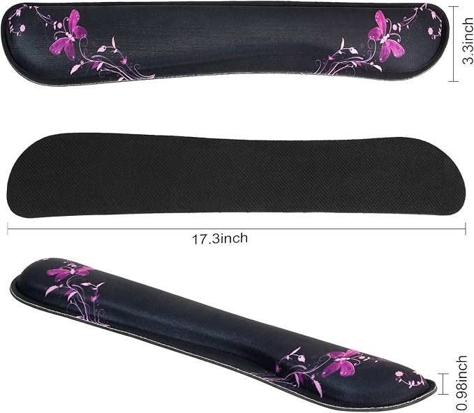 RICHEN Keyboard Wrist Rest Pad and Mouse Wrist Rest Support Mouse Pad Set,Durable & Comfortable & Lightweight for Easy Typing & Pain Relief-Ergonomic Support (Purple Butterfly)