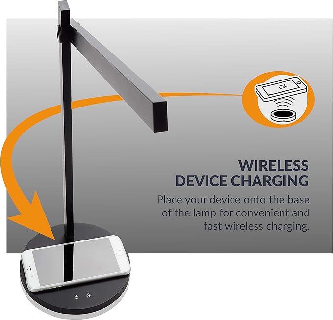 Newhouse Lighting Adonis White Metal Dimmable and Adjustable Color Temperature Energy-Efficient Modern LED Desk Lamp with Built-in Wireless Phone Charger
