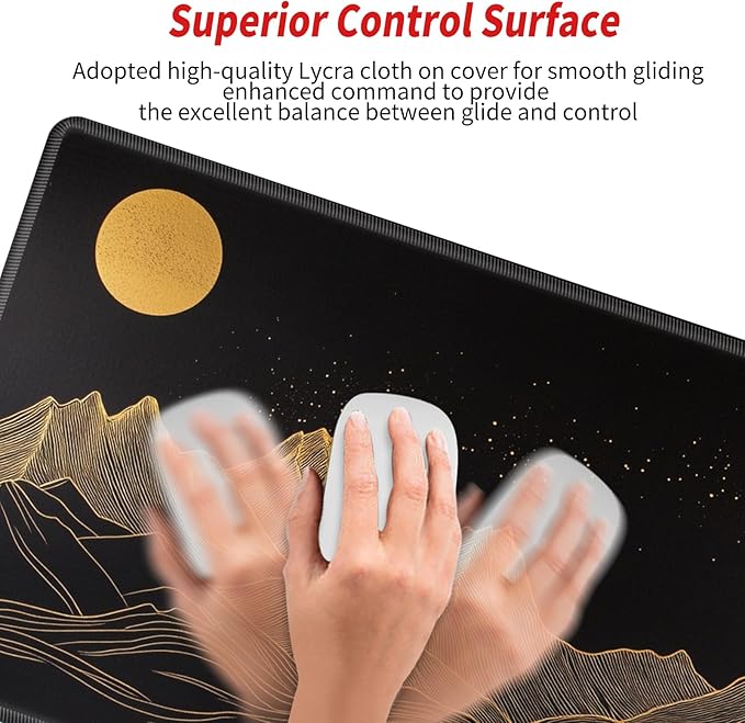 Gaming Mouse Pad 24x12 Desk Mat Gold Mountain Mousepad XL Desk Pad Long Computer Mat Large Mouse Pads for Wireless Mouse Office Work Women