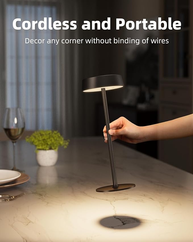 Cordless Lamp, RGB, Outdoor Waterproof, Dimmable Touch Control 3 Color Temperature, Battery Operated Portable, LED Memory Function, Rechargeable Table Lamp, Desk Lamp, Patio Dinning Restaurant Kitchen