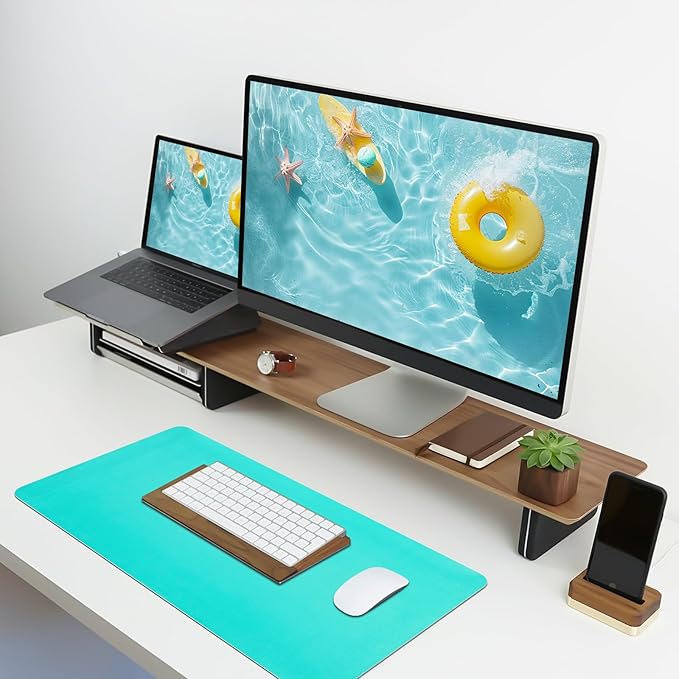 Non-Slip Desk Pad Mat, Leather Desk Mat for Desktop, Waterproof Green Computer Mouse Mat Desktop Protector for Office/Home, 23.6" x 13.7"