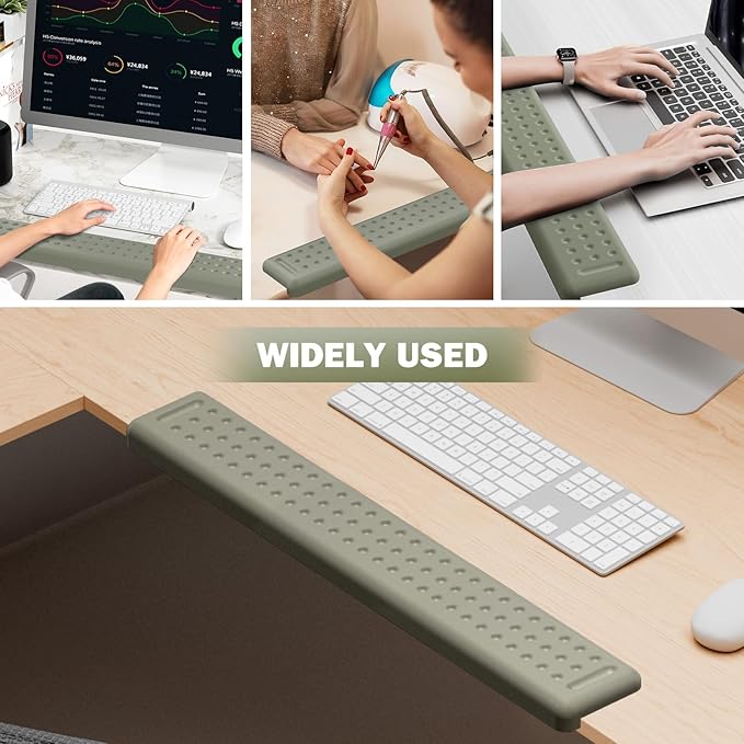 Leolee L-Shaped Desk Long Wrist Rest Elbow 60CM, Grey Memory Foam Arm Rest for Desk with Non-Slip Base, Ergonomic Desk Edge Cushion, Wrist Support for Computer Keyboard, Typing, Office, Home