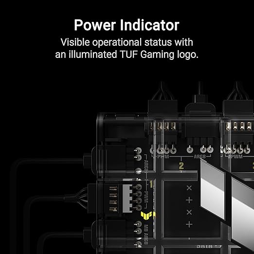 ASUS TUF Gaming ARGB PWM Fan Hub (Connects six case Fans, PWM Fan and RGB Connector, Clear Power and Operation Indicators, Stable Dual SATA Power Support)
