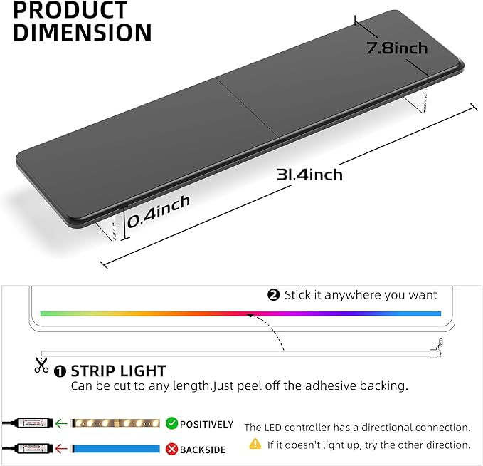 Monitor Stand Riser,31.5-Inch LED Light Wood Computer Monitor Stand with Adjustable Acrylic Legs,Desk Accessories Desktop Organizer Stand for, Computer,Laptop,Printer,PC TV Screen Riser,Black