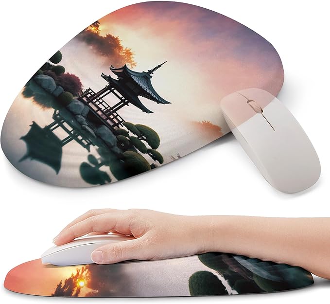 Ergonomic Mouse Pad with Wrist Support, Comfortable Entire Memory Foam, Wrist Pain Relief and Anti-Slip PU Base, Mousepad for Various Computers, Laptop PC (12x8x1.2inch, Pavilion)