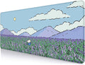 IMAYONDIA Anime Lavender Desk Mat Cute, Green Purple Blue XL Large Gaming Mouse Pad for Laptop, Kawaii Landscape Japanese Deskmat, Mousepad Computer Pad, 31.5 X 11.8 Inch