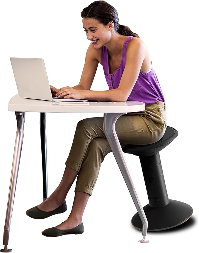 Storex Wiggle Stool – Active Flexible Seating for Classroom and Home Study, Adjustable 12-18 Inch Height, Black (00300U01C)