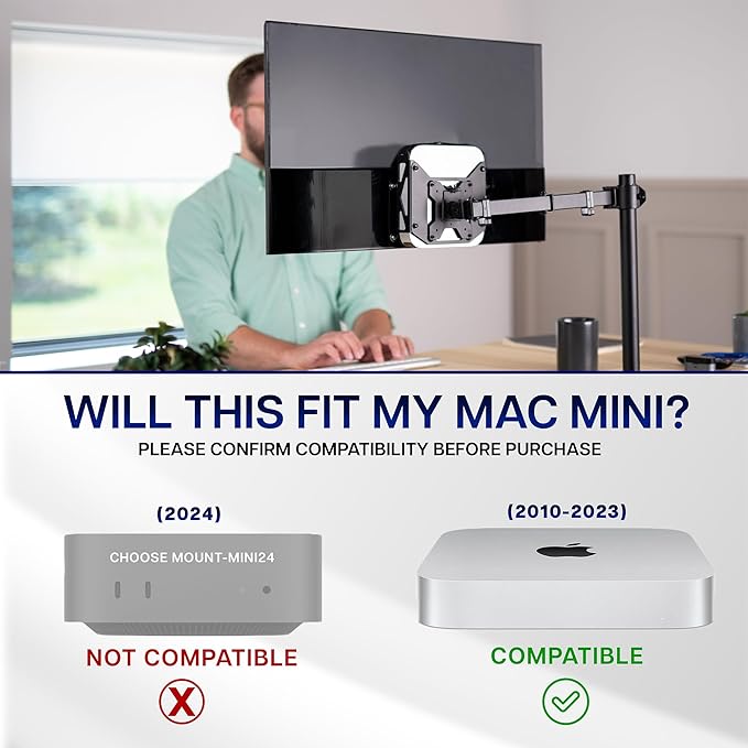 VIVO Behind Monitor VESA Mount Designed for Mac mini, 2010 to 2023 Models, Desk Clamp Option, Black, Mount-MINI1