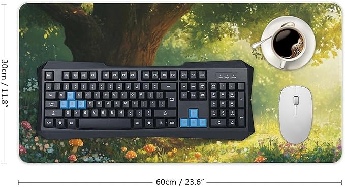 Cute Fox Mouse Pad, Large Extended Desk Mat 30x60cm (12"x24"), Forest Animal Gaming Mousepad with Non-Slip Rubber Base, Stitched Edges, Water-Resistant for Office Home