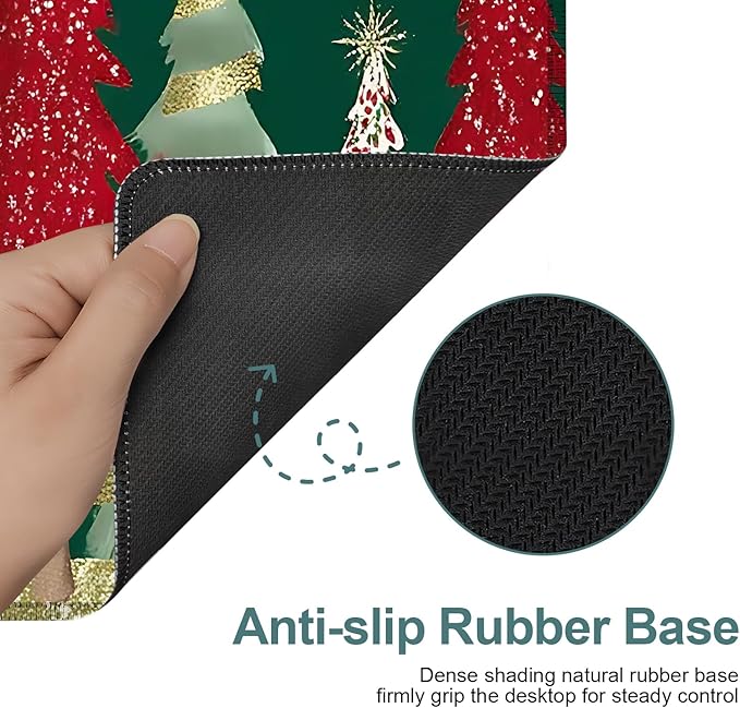 Christmas Tree - Green Extended Gaming Mouse Pad 1.5x11.8inches Large Desk Mat Anti-Slip Rubber Base & Durable Stitched Edges for Gamers Smooth Mouse Writing Surface for Desk Office/Home