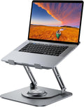 Laptop Stand for Desk, Adjustable Computer Stand with 360° Rotating Base, Ergonomic Laptop Riser for Collaborative Work, Foldable & Portable Laptop Stand, fits for All 10-16" Laptops (Grey)