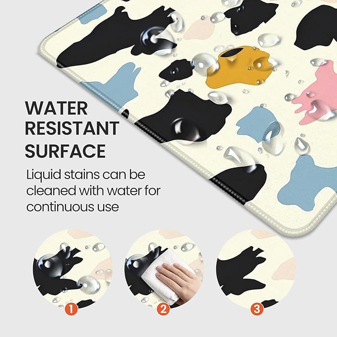 XXL Gaming Mouse Pad, Colored Spots Design, 35.4 x 15.7 Inches, Microfiber Cloth, Non-Slip Rubber Base, Rectangular Extended Desk Mat