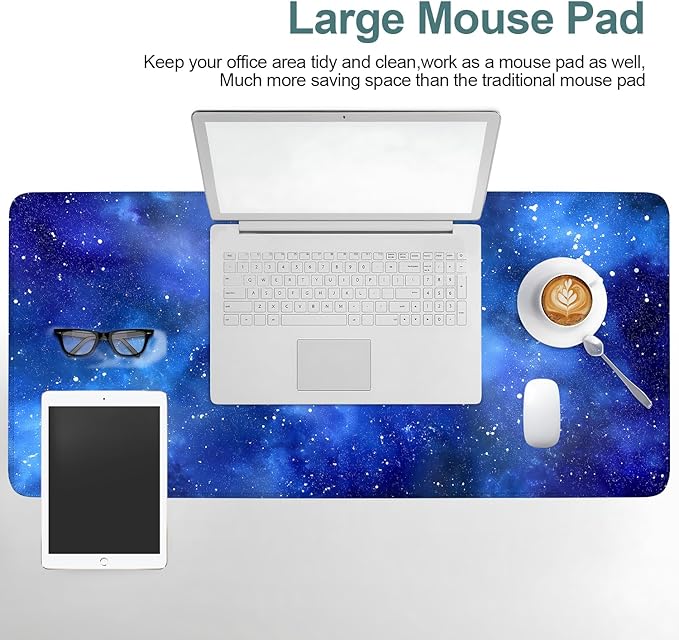 Starry Sky Extended Gaming Mouse Pad 35.4x15.7Inch Large Desk Mat Anti-Slip Rubber Base & Durable Stitched Edges for Gamers Smooth Mouse Writing Surface for Desk Office/Home
