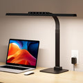 24W LED Desk Lamp, 112 High-Bright LEDs Eye-Caring Office Lamp with 3000K-6000K Dimmable Touch Control, Heavy Duty Metal Base, Auto-Dimming & Memory Function for Home Office/Gaming/Reading Black