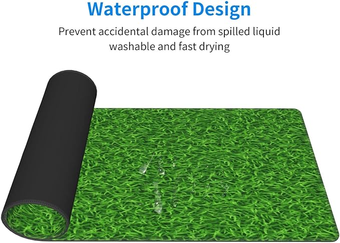 Large Mouse Pad XXL, Green Grass Print Gaming Mouse Pad, Big Desk Mat with Stitched Edges Mousepad for Gaming Keyboard Computer Laptop Office, 31.5'' X 12''