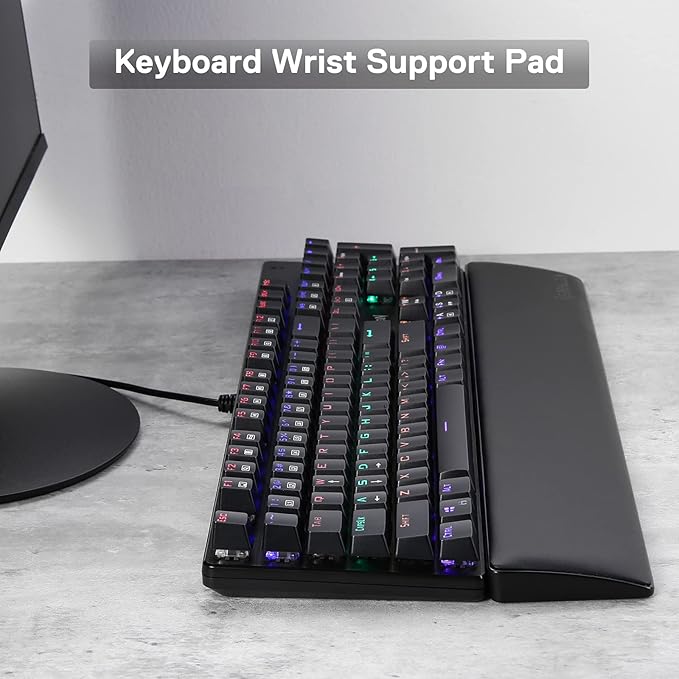 Redragon P037 Meteor L Computer Keyboard Wrist Rest Pad, Ergonomic Soft Memory Foam Wrist Support w/Anti-Slip Rubber Base, 100% 104 Keys Standard Size 17.12 x 2.87 in, 0.78 inch (20mm) Height, Black