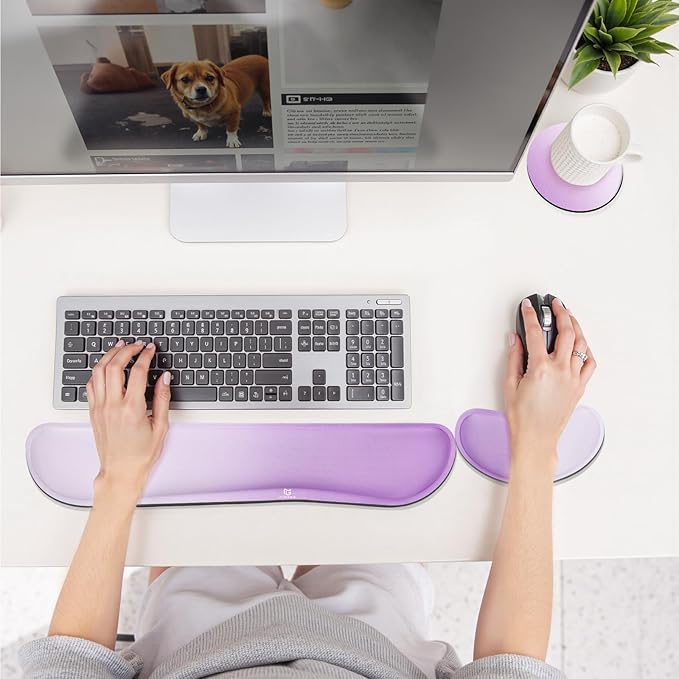 Gimars Upgrade Enlarge Silky Gel Memory Foam Keyboard Wrist Rest, Wrist Rest for Computer Keyboard, Ergonomic Mouse pad Rests for Typing, Wrist Support for Office, Gaming, Purple Gradient