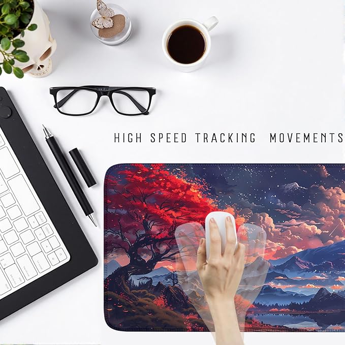 Japanese Mouse Pad Mt Fuji Desk Pad Mat Floral Mousepad XXL Desk Decor Office Decor Accessory Gaming Mouse Pad Cute Computer Laptop Keyboard Mat