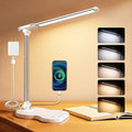 Desk Lamps for Home Office, Dimmable LED Desk Lamp, 5 Color Modes, 10 Brightness, Touch Desk Light with USB Charging Port for Nail Craft Puzzle Sewing Study - White