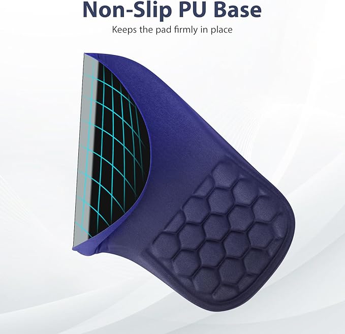 EYROZILL 3 in 1 Ergonomic Mousepad with Wrist Rest, Gaming Keyboard Mouse Pad with Wrist Support Non-Slip Base Massage Design (Blue/Black)