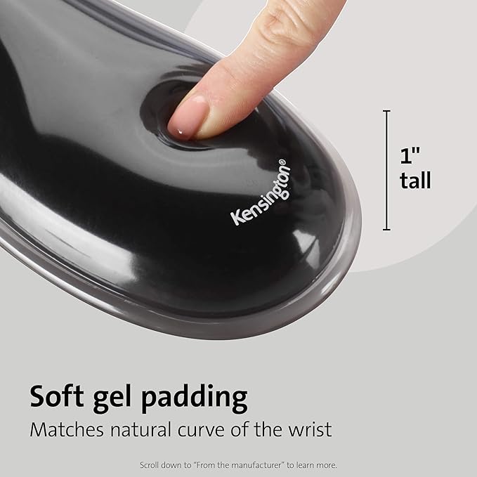 Kensington Duo Gel Mouse Pad with Wrist Rest, Ergonomic Wrist Support, Comfortable Non-Skid Gel Pad for Computer, Laptop, Office & Home 9.6" x 7.6", Blue K62401AM