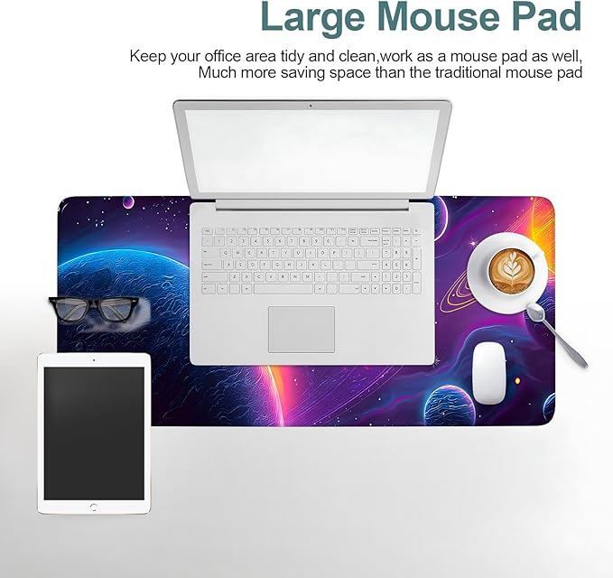 Interstellar Extended Gaming Mouse Pad 31.5x11.8inches Large Desk Mat Anti-Slip Rubber Base & Durable Stitched Edges for Gamers Smooth Mouse Writing Surface for Desk Office/Home