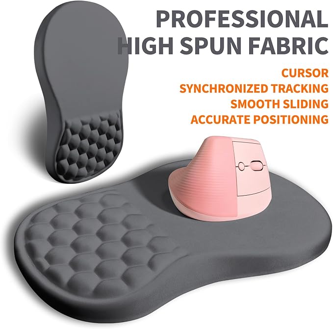 Ergonomic Joint Wrist Support Mouse Pad with Memory Foam Cushion Massage Bump, Carpal Tunnel Mousepad Slope Design for Wrist Rest, 11.8x7.9 in, DimGray