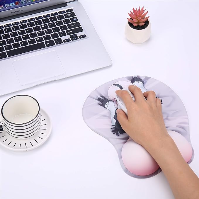 2B PP Anime Mouse Pads with Wrist Rest Gaming 3D Mousepads 2Way Skin (2BPP)