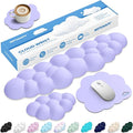 Cloud Wrist Rest Keyboard Cushion, 4-in-1 Ergonomic Cloud Keyboard Wrist Rest and Mouse Pad Set with Memory Foam Arm Support for Palm, Cute Desk Accessory for PC Gaming Setup, Purple