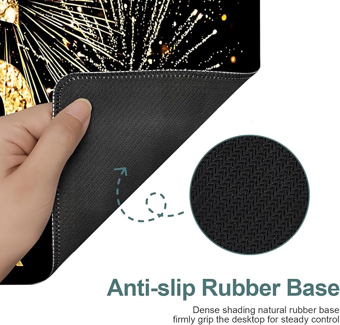 Happy New Year - 2026 Extended Gaming Mouse Pad 31.5x11.8inches Large Desk Mat Anti-Slip Rubber Base & Durable Stitched Edges for Gamers Smooth Mouse Writing Surface for Desk Office/Home