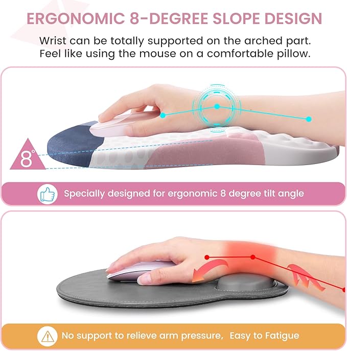 Desk Mat for Keyboard and Mouse, Ergonomic Mouse Pad Set, Pink Boho Navy