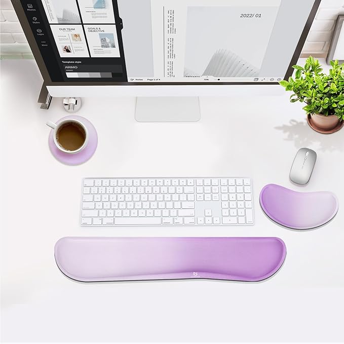 Gimars Upgrade Enlarge Silky Gel Memory Foam Keyboard Wrist Rest, Wrist Rest for Computer Keyboard, Ergonomic Mouse pad Rests for Typing, Wrist Support for Office, Gaming, Purple Gradient