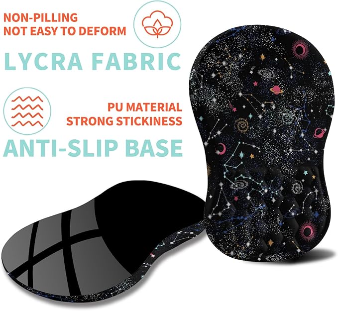 Ergonomic Mouse Pad Wrist Support with Memory Foam Massage Bulge, Carpal Tunnel Mousepad Wrist Rest for Mouse(12x8 inch, Galaxy)