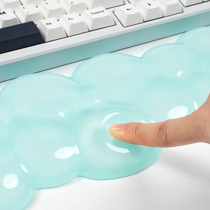Gel Keyboard and Mouse Wrist Rest Set – Clear Cloud Wrist Rest for Computer Keyboard 60%/68%/75%, Comfort & Support for Typing and Gaming(Mint Green)