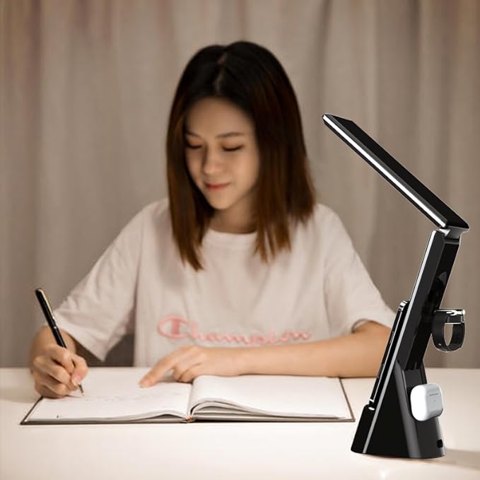LumiCharge Charging Station with Clock - Lumi Mini 7-in-1 Multifunctional Desk Lamp with Wireless Charger Alarm and Smart Clock Display, Space Saver 10W Dimmable Lamp with Charger for Multiple Devices