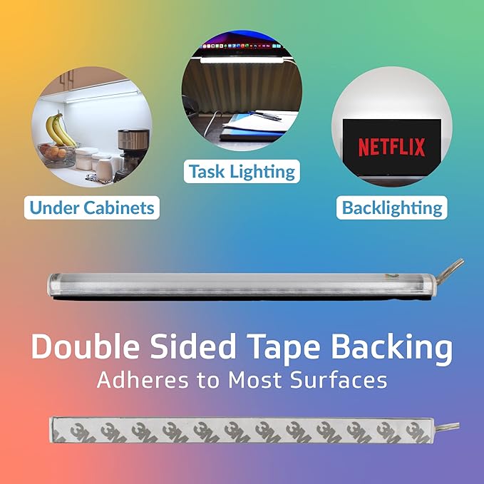 TrueColor USB-Powered LED Light Bar with Frosted Cover for Under Cabinet, Under Monitor, TV Backlight – Easy-Install - Adhesive & Mounting Brackets Included - 100,000 Hours Lifetime (8", Daylight)