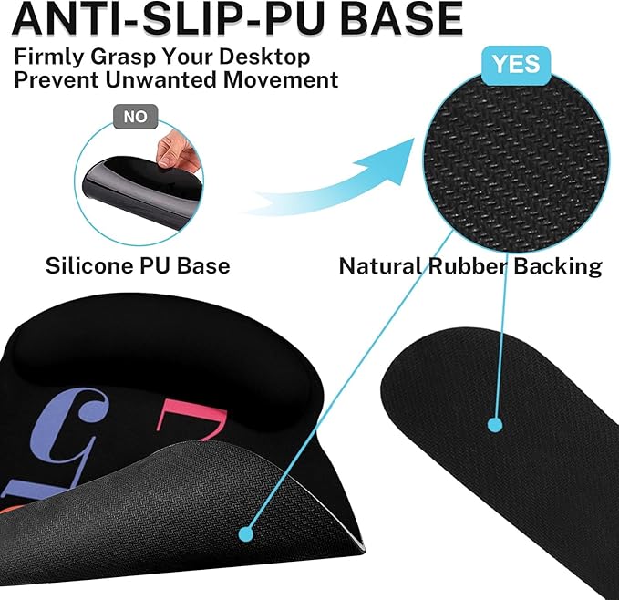 Arttown Desk Mat 2025 Calendar Office Mouse Pad Set 4 in 1 Black Month Day Ergonomic Design Large Desk Pad + Keyboard Wrist Rest + Mouse Wrist Rest + Coaster Suitable for Home Office Study Game