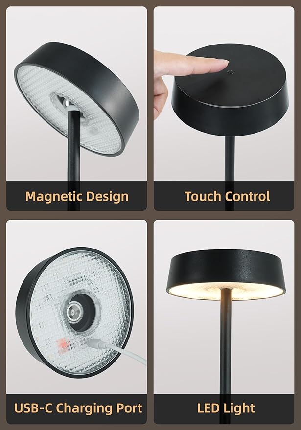 Cordless Lamp, RGB, Outdoor Waterproof, Dimmable Touch Control 3 Color Temperature, Battery Operated Portable, LED Memory Function, Rechargeable Table Lamp, Desk Lamp, Patio Dinning Restaurant Kitchen