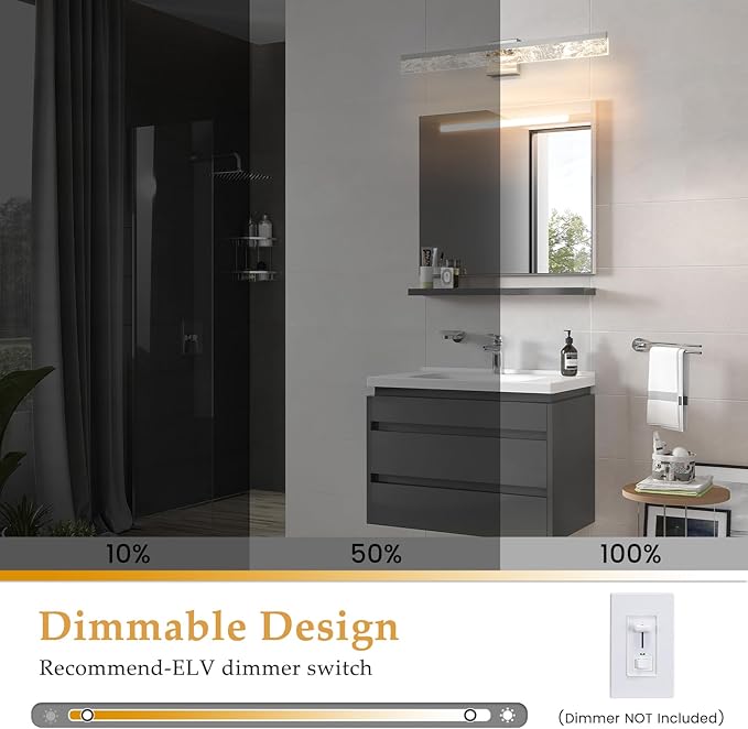 Bathroom Light Fixtures Over Mirror, 32 Inch Brushed Nickel Vanity Lights for Bathroom, 24W Dimmable LED Modern Vanity Lighting Fixtures for Living Room Paintings 3000K
