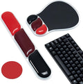 Ospelelf Mouse Pad with Wrist Rest Set Gel Ergonomic Keyboard Wrist Support Anti-Slip Rubber Bottom Office Women Desk Accessories for Computer, Laptop and Gaming, Black and Red