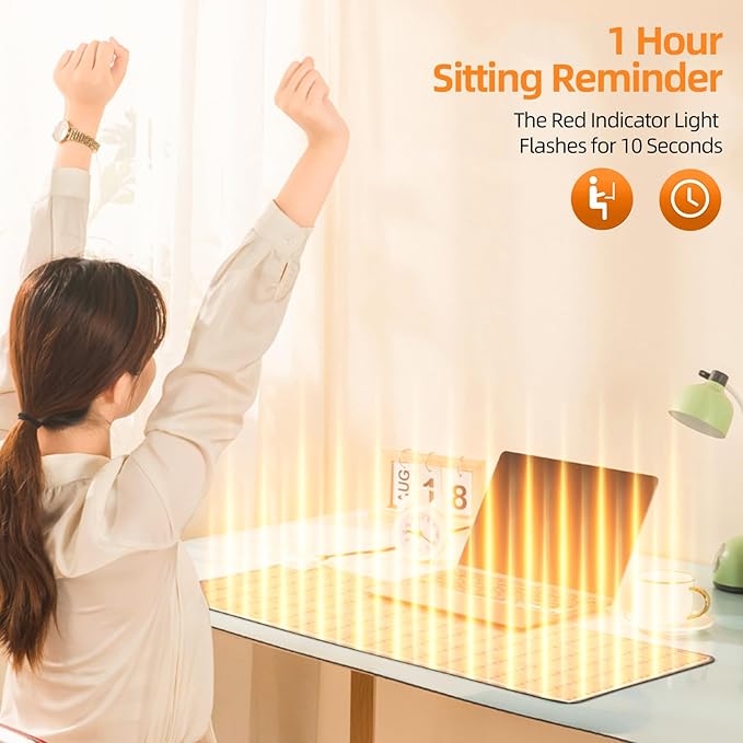 Heated Desk Pad Mouse Pad - Heated Desk Mat - Warm Desk Pad - 3 Levels Heating & 4 Hours Auto Shut-Off, PU Leather Mouse Pad - 31.5 x 13 inch (Medium Grey)