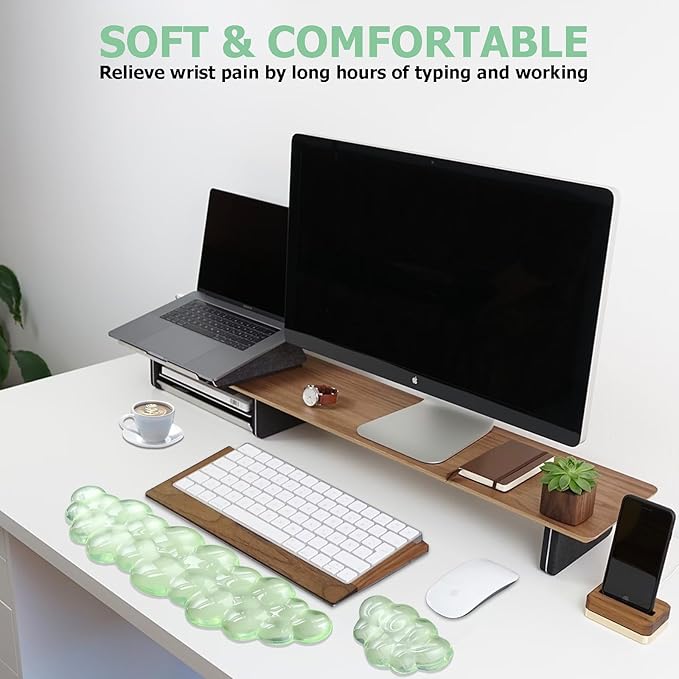 Gel Cloud Wrist Rest Keyboard, Cute Wrist Rest for Computer Keyboard, Ergonomic keyboard Wrist Rest and Soft Mouse Wrist Rest for Typing, Suitable for Office, Home, Computer, Gaming, Green