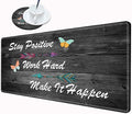 Gaming Mouse Pad Large Mousepad Inspirational Desk Mat Stay Positive Work Hard and Make It Happen Desk Pad 31.5x15.75 Rubber Base Computer Pad with Stitched Edges for Work Game Home Office