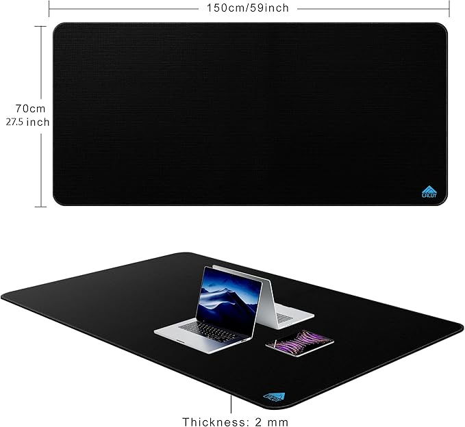 Cacoy 59" x 27.5" Large Gaming Mouse Pad XXXL, Extended Mega Size Professional Mouse Mat Desk Mat for Desk, Non-Slip Mousepad with Special-Textured Surface, Anti-Fray Stitched Edges Desktop Pad, Black