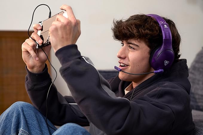 Turtle Beach Airlite Fit Wired Gaming Headset: Officially Licensed for Nintendo Switch, Nintendo Switch Lite & OLED Model - Flip-to-Mute Mic, Over-Ear Comfort Cushions, 40mm Speakers - Ghost Purple