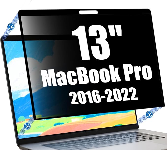 Nano-Suction Privacy Screen Protector for MacBook Pro 13 Inch (2016-2022, M1, M2) Removable Laptop Privacy Screen Shield Ultra-Thin Design
