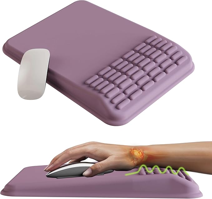 MEKASS Mouse Pad with Wrist Rest, Ergonomic Slope Mousepad for Carpal Tunnel, Memory Foam Desk Computer Wrist Support Mouse Pad with for Office Home (Purple)