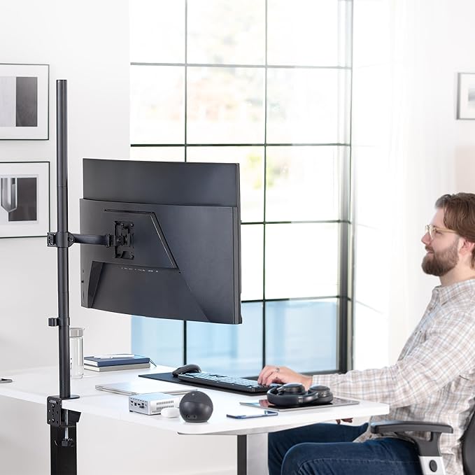 VIVO Extra Tall Single Monitor Desk Mount, 39 inch Pole VESA Stand for 13 to 32 inch Screens and up to 38 inch Ultrawides, Holds 22 lbs, Black, STAND-V011