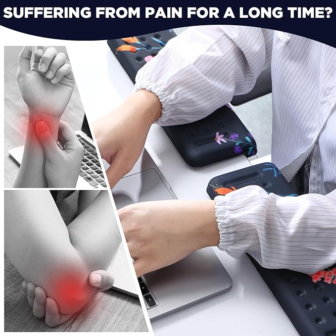 2 Pcs L-Shaped Desk Wrist Rest Elbow Pad Set Desk Edge Rest Cushion Non-Slip Memory Foam Arm Padding Wrist & Forearm & Elbow Comfort Support for Table or Table Edge(Floral Style)